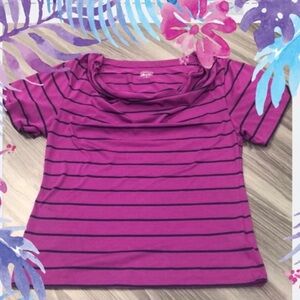 Converse One Star Purple & Black Striped Scoop Neck Top Size Small